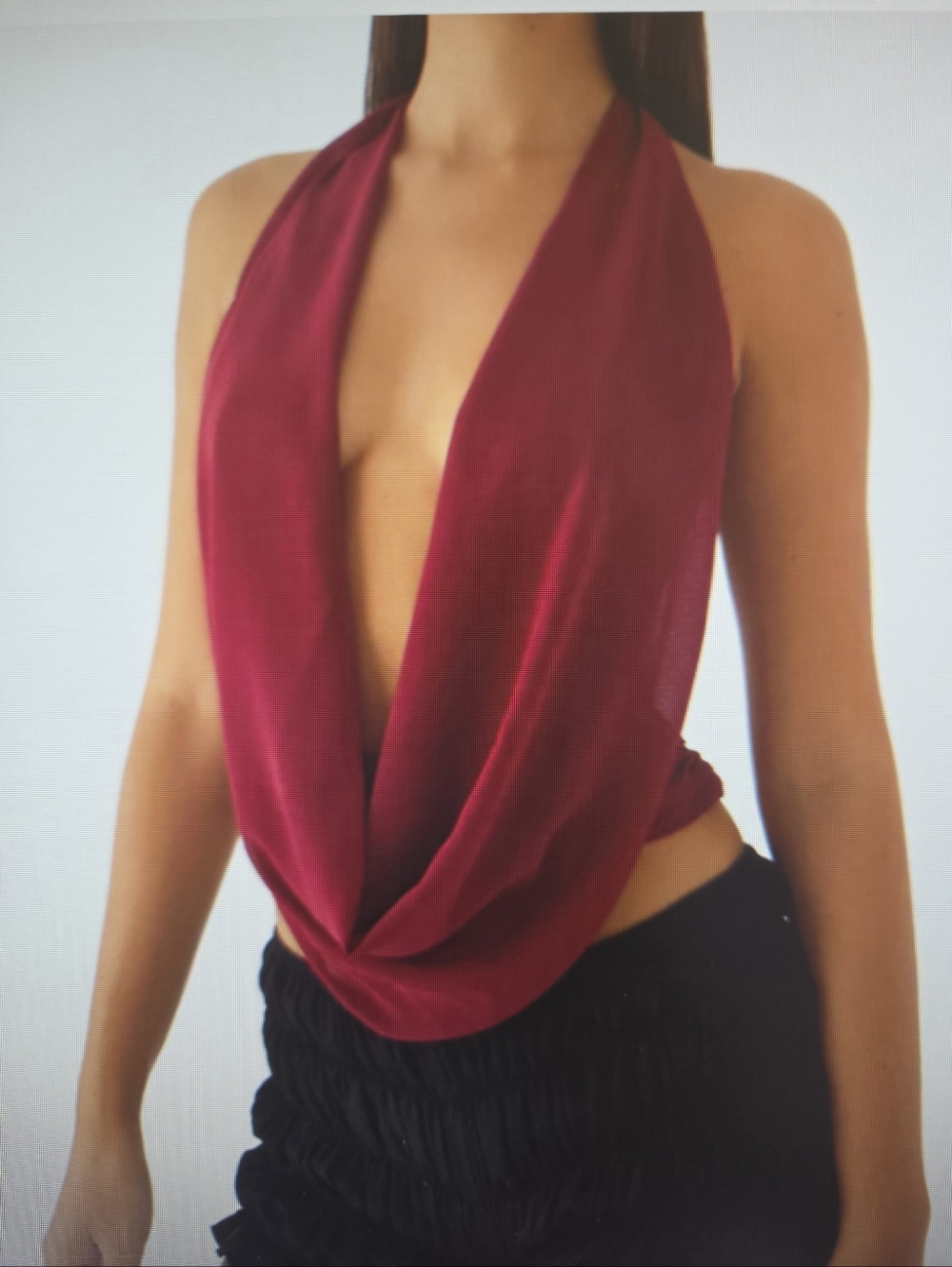 Peppermayo Burgundy Sawyer Mesh Open-Side Camisole Women Large w/Draped Front